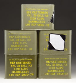 5 SEALED AMMO CANS, EACH CONTAINING 192 ROUNDS