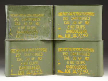 4 SEALED AMMO CANS, EACH CONTAINING 192 ROUNDS