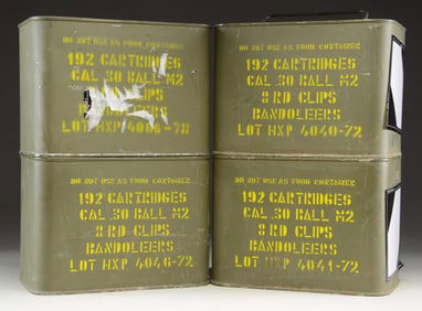 4 SEALED AMMO CANS, EACH CONTAINING 192 ROUNDS