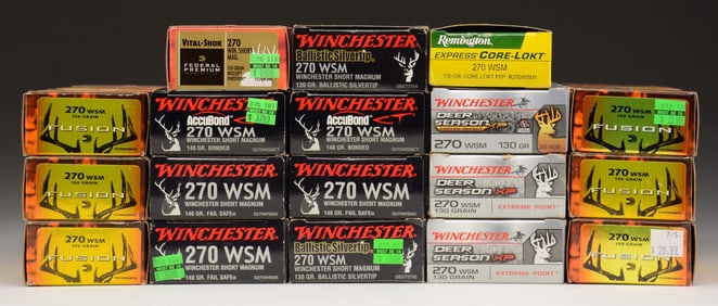 WIDE VARIETY OF 270 WINCHESTER SHORT MAGNUM AMMO.