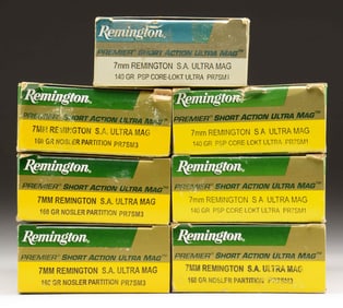 7 - 20 ROUND BOXES OF 7MM REM SUAM BY REMINGTON.