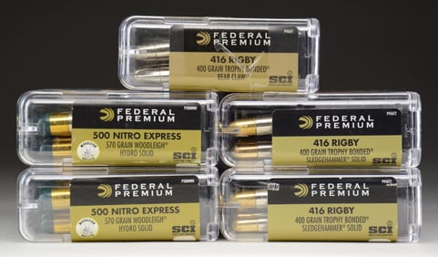 LOT OF FEDERAL 500 NITRO EXPRESS & 416 RIGBY AMMO.