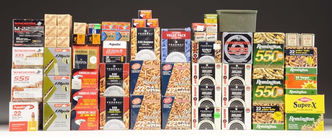 LARGE LOT OF PRIMARILY ASSORTED .22 LR AMMUNITION.