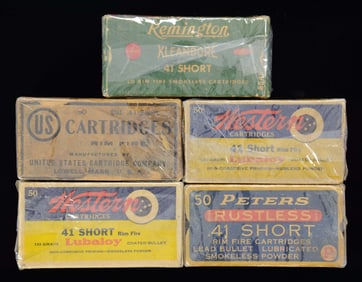 LOT OF 5 ASSORTED BOXES OF .41 SHORT RIMFIRE