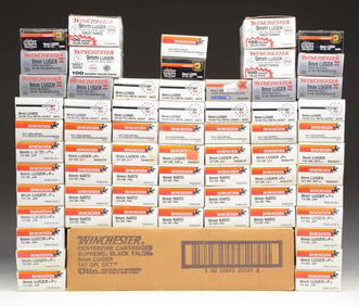 1 CASE & 65 BOXES (3500+ RDS.) WINCHESTER 9MM