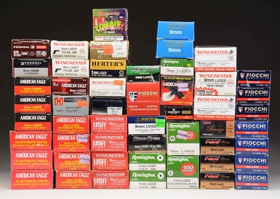 9MM LUGER & 45 ACP AMMO LOT.