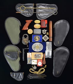 LOT OF ASSORTED ACCESSORIES, PARTS, MEDALS, ETC.