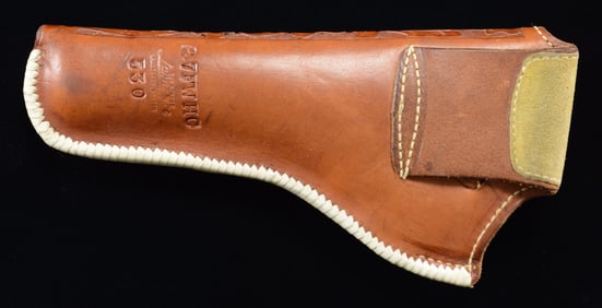 TOOLED GEORGE LAWRENCE CO. BROWN LEATHER HOLSTER.
