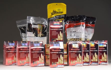 LOT OF ASSORTED RELOADING CARTRIDGE CASES.