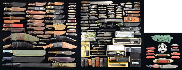 LARGE LOT OF ASSORTED KNIVES & EDGED WEAPONS.