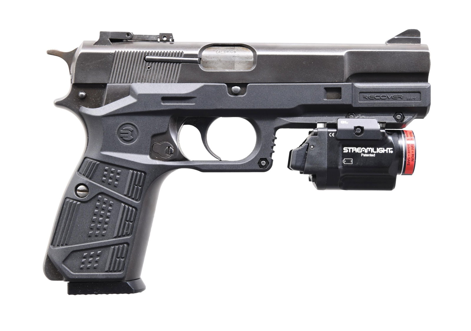 BELGIAN BROWNING HI-POWER SEMI-AUTOMATIC PISTOL.: Cal. 9x19mm. S# 72C65863. Bbl. 4 5/8". Hi-Power semi-automatic pistol mfg. in Belgium by FN and imported by Browning Arms Company. Left side of the slide is marked with Browning's importer information