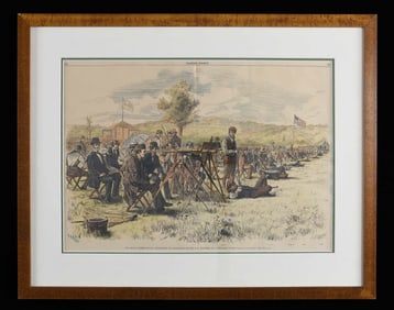 QUALITY FRAMED HARPERS WEEKLY COLORED WOOD BLOCK