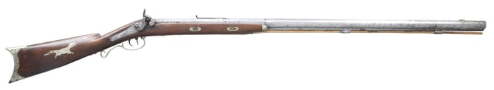 "I BRIGGS" SIGNED HALF STOCK HEAVY BARREL RIFLE.