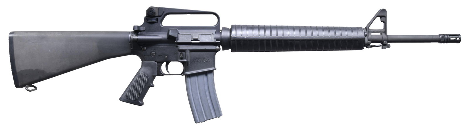UNUSUAL BUSHMASTER XM15-E2S SEMI-AUTOMATIC RIFLE.: Cal. 5.56mm NATO. S# L338776. Bbl. 20 1/2". XM15-E2S semi-automatic rifle mfg. by Bushmaster. Left side of the receiver exhibits standard markings, stipulating the S#, model and cal. designations, and