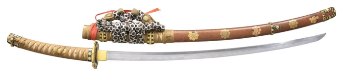 EXQUISITE JAPANESE GOLD DECORATED KATANA WITH