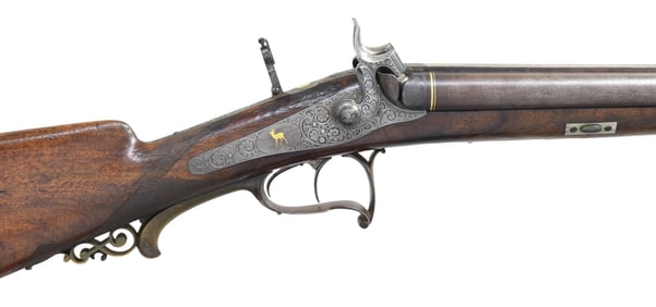 HIGHLY FINISHED PERCUSSION DOUBLE RIFLE BY