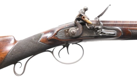 BRITISH STYLE DOUBLE FLINT SHOTGUN WITH EUROPEAN