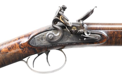 H. NOCK MARKED DOUBLE FLINT SHOTGUN WITH SILVER