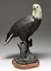 LARGE IMPRESSIVE POLYCHROME BALD EAGLE BRONZE BY