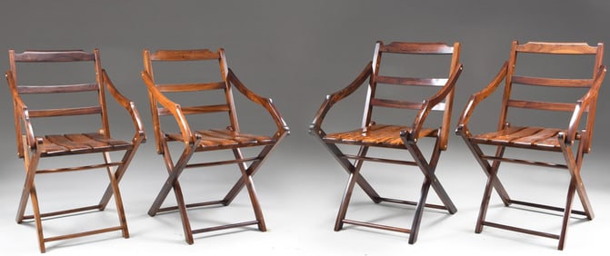 SET OF 4 LEWIS DRAKE BARBADOS CROQUET CHAIRS.