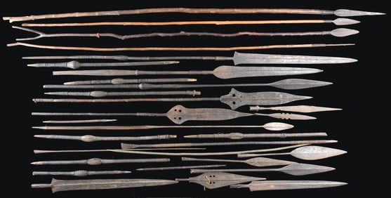 29 AFRICAN SPEARS, SPEAR HEADS, AND HAFTS.