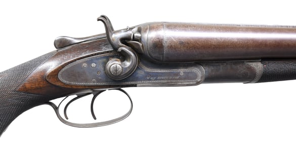 FINE CONDITION W&C SCOTT 8 BORE DOUBLE HAMMER GUN.