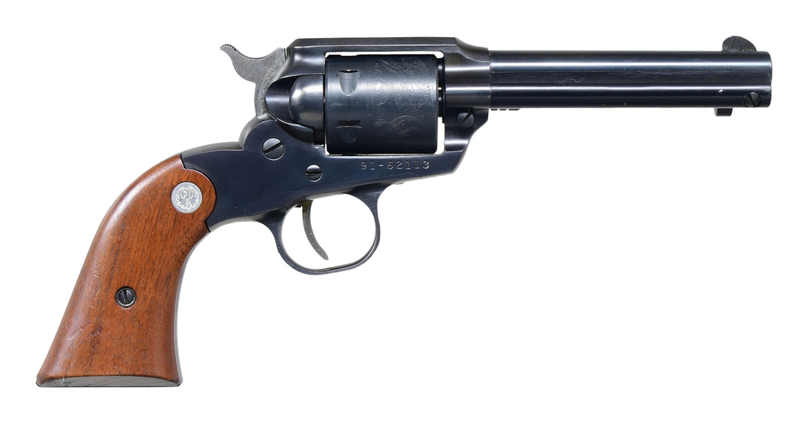 RUGER OLD MODEL SUPER BEARCAT REVOLVER.: Please note as of 4/9/25 this item description has been updated. Please revisit this description and contact us with any questions. Cal. 22 LR. S# 91-62113. Bbl. 4" with staked serrated blade sight; f