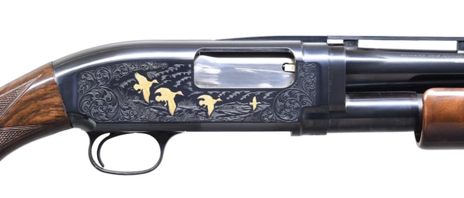BROWNING MODEL 12 GRADE 5 SLIDE ACTION SHOTGUN.