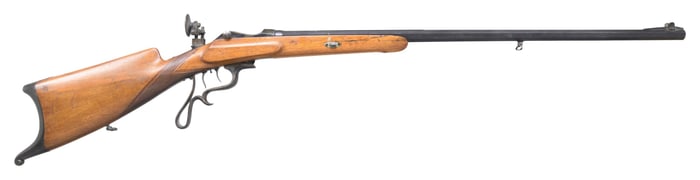 MARTINI TYPE SINGLE SHOT OFF HAND/HUNTING RIFLE.