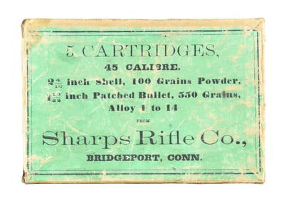 1 BOX SHARPS RIFLE CO 45-100 AMMO.