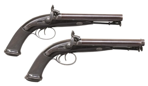PR. JAMES PURDEY DOUBLE BARREL PERCUSSION PISTOLS