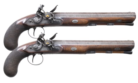 GOOD PAIR OF JOSEPH MANTON FULL STOCK FLINTLOCK