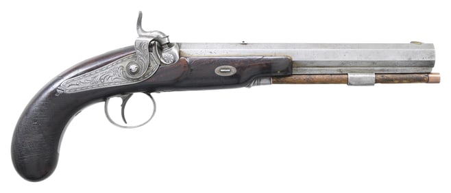 PERCUSSION GREATCOAT PISTOL BY CONSTABLE OF