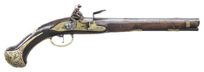 EARLY TO MID 18TH CENTURY DUTCH FLINTLOCK PISTOL.