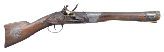 MIDDLE EASTERN STYLE SILVER MOUNTED FLINTLOCK