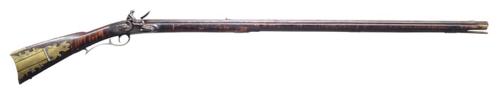 BOLTON FULL STOCK AMERICAN FLINTLOCK RIFLE.