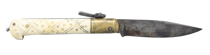 LARGE MOROCCAN LOCK BLADE FOLDING KNIVE.