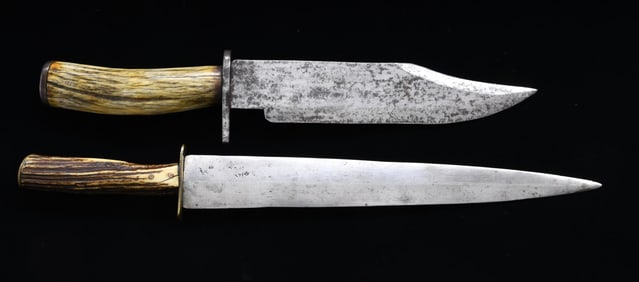 2 LARGE BELT KNIVES OF 19TH CENTURY FRONTIER STYLE