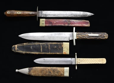 3 MID 1800s BELT KNIVES.
