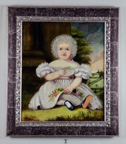 FOLK ART PORTRAIT OF A YOUNG GIRL.