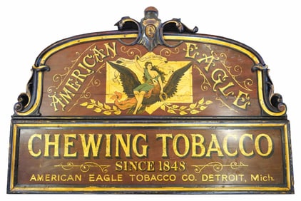 EXCEPTIONAL AMERICAN EAGLE TOBACCO TRADE SIGN.