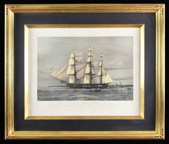 FULL COLORED STEEL ENGRAVING OF THE USS