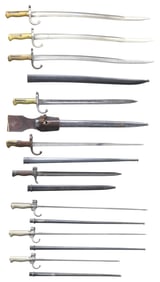 INTERESTING GROUPING OF 9 FRENCH BAYONETS FOR