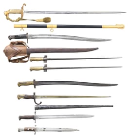 7 BAYONETS AND 1 US NAVY SWORD