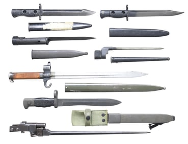 GROUPING OF SEVEN INTERESTING FOREIGN BAYONETS.