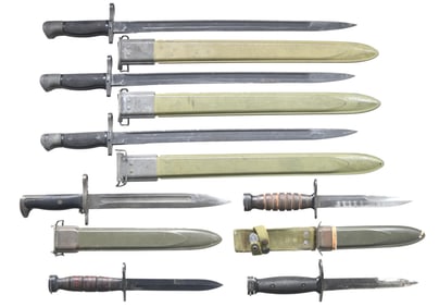 INTERESTING GROUPING OF SEVEN U.S. BAYONETS.