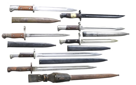 GROUPING OF SEVEN MILITARY BAYONETS FROM THE 20TH