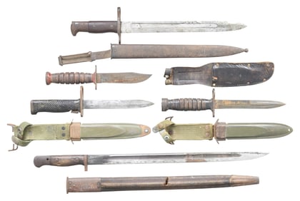 LOT OF 5 ASSORTED BAYONETS & KNIVES.