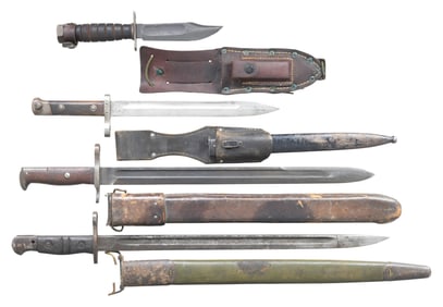 3 US EDGED WEAPONS & 1 FOREIGN BAYONET