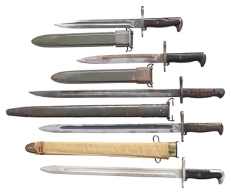 GROUPING OF FIVE U.S. MILITARY BAYONETS.